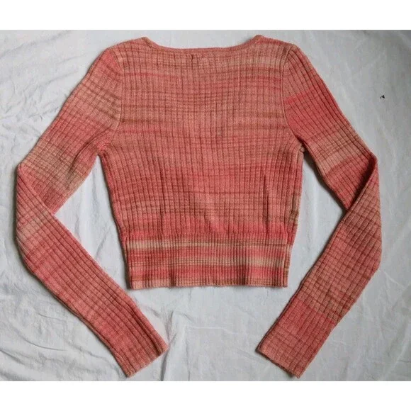 American Eagle Cropped Sweater Wrap Orange Pink Women's Size Small - Picture 8 of 10